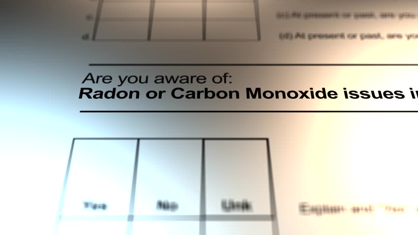 A Housing Sellers Disclosure Form - Radon or Carbon Monoxide