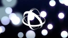 Dark navy backdrop initiating metallic rings rotating while glowing orbs drifting creating depth. Futuristic, abstract, motion, luminescent, science, technology, design - Powered by Shutterstock - Get 15% off with code: PIKWIZARD15