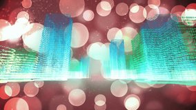 Upon drifting orbs starting scene, wireframe skyscrapers shimmering and advancing for seamless loop. Futuristic, digital, abstract, neon, vibrant, motion, cityscape - Powered by Shutterstock - Get 15% off with code: PIKWIZARD15