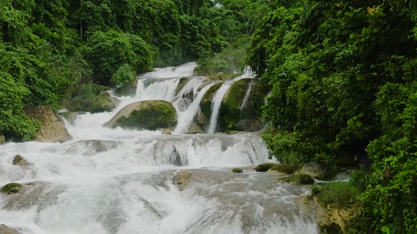 View of Highest Fall in Philippines. Aliwagwag Waterfalls. Davao Oriental, Philippines.