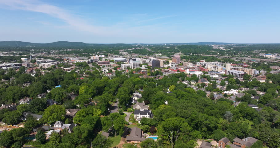 Aerial view of Huntsville, Alabama. American city old historical architecture. USA panoramic cityscape.