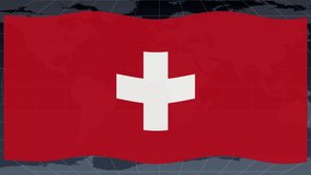 Animated bar graph rises over Swiss flag and world map, symbolizing Swiss economic growth. - Powered by Shutterstock - Get 15% off with code: PIKWIZARD15