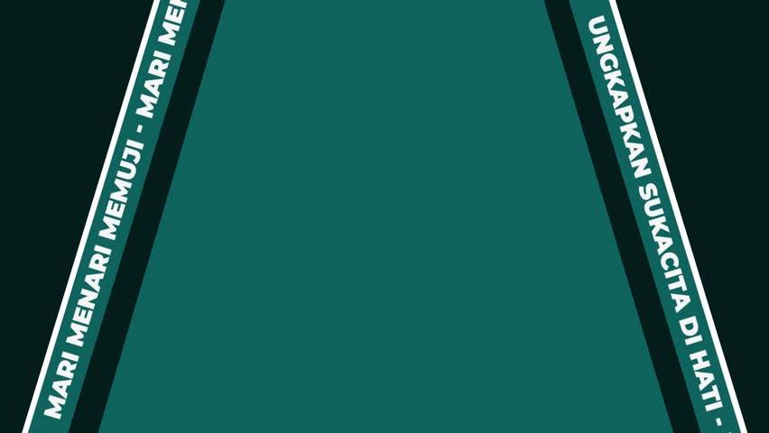 Animated frame with scrolling Indonesian worship lyrics ("Praise and Dance"). This seamless loop provides a modern green and white border with ample copy space in the center. Ideal for church service