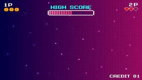 LEVEL UP icon, pixel art. 8 bit game. Retro Futurism Sci-Fi Background. glowing neon grid. and stars from vintage arcade computer games - Powered by Shutterstock - Get 15% off with code: PIKWIZARD15