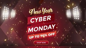 new year cyber monday sale motion graphic banner with sparkle background - Powered by Shutterstock - Get 15% off with code: PIKWIZARD15