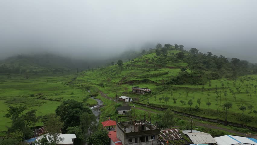 Cloudy Village around Trimbakeshwar Jyotirlinga Nashik 