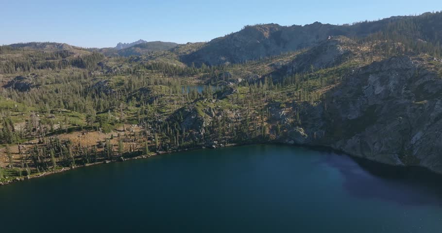 Serene aerial view of Lakes Basin in California