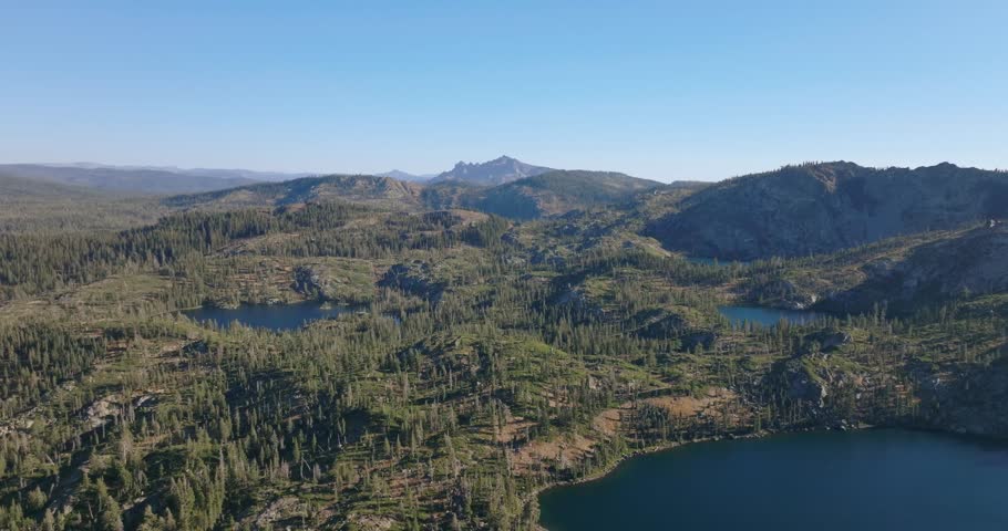 Serene aerial view of Lakes Basin, California, showing tranquil landscape