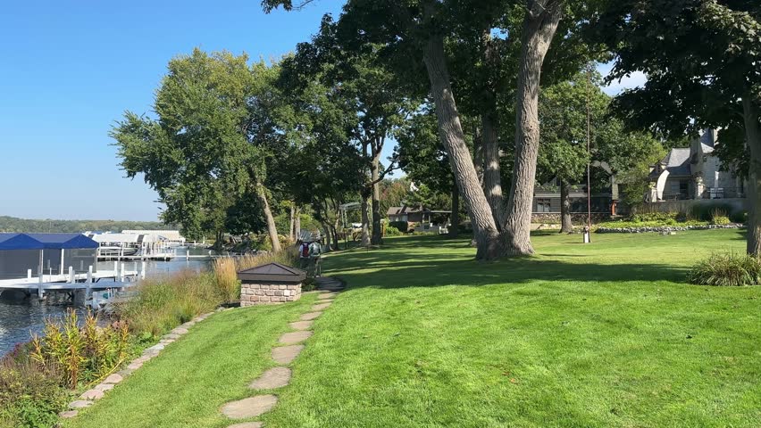 POV Walking On Path Around Lake Geneva, WI