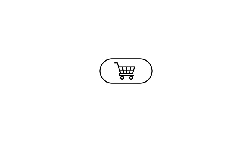 Add to cart mouse click cursor 2D animation on white background, online shopping and e-commerce concept