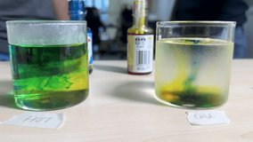 Food coloring disperses faster in hot water than cold, demonstrating temperatureâs effect on diffusion - Powered by Shutterstock - Get 15% off with code: PIKWIZARD15