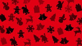 Red background with christmas icon silhouettes  perfect for holiday design projects, greeting cards, social media posts, and festive decorations. - Powered by Shutterstock - Get 15% off with code: PIKWIZARD15