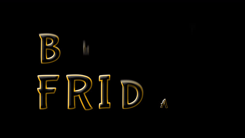 Black Friday doodle text with drop scale animation in alpha channel. Ideal for overlay use to Black Friday related events.