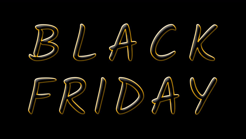 Black Friday doodle text with domino pop up animation in alpha channel. Ideal for overlay use to Black Friday related events.
