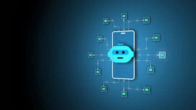 Chatbot AI automation concept on smartphone with digital communication network and email connection system, looped animation - Powered by Shutterstock - Get 15% off with code: PIKWIZARD15