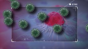 Microscopic visualization of viruses interacting with a host cell, illustrating the mechanisms of infection and the body's response. Ideal for scientific, medical, and educational content on microbiol - Powered by Shutterstock - Get 15% off with code: PIKWIZARD15
