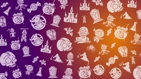 Doodle halloween icons skulls ghosts and zombies pattern. Provide a fun spooky season vibe. Loop simple animation - Powered by Shutterstock - Get 15% off with code: PIKWIZARD15