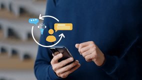 AI Chatbot and Human Feedback Loop Concept, through business professional using smartphone to automation, communication, and virtual interaction for customer service and business growth - Powered by Shutterstock - Get 15% off with code: PIKWIZARD15
