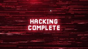 Hacking Complete Alert Warning Over Cybersecurity Glitch Error With Red Computer Code Animation Background - Powered by Shutterstock - Get 15% off with code: PIKWIZARD15