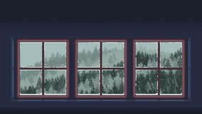 Looping pixel art animation of winter forest view with snowfall - Powered by Shutterstock - Get 15% off with code: PIKWIZARD15
