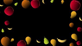 Healthy eating concept featuring a variety of fresh fruits falling around a glowing neon green frame on a transparent background - Powered by Shutterstock - Get 15% off with code: PIKWIZARD15