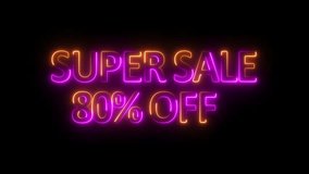 Super sale 80% off word animation use for landing page,website, Blog, sale promotion, advertising, marketing in black background. - Powered by Shutterstock - Get 15% off with code: PIKWIZARD15