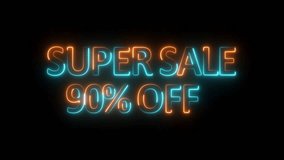 Super sale 90% off word animation use for landing page,website, Blog, sale promotion, advertising, marketing in black background. - Powered by Shutterstock - Get 15% off with code: PIKWIZARD15