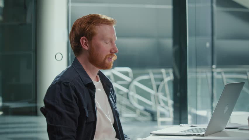 Personal Branding, Self-Driven Work, Communication. A Professional Man in His Office Receives Great News During a Phone Call and Smiles With Joy. A Moment of Career Growth, Digital Identity