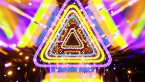 A 3d animation of neon, vibrant tunnel of glowing lights with a central triangle shape - Powered by Shutterstock - Get 15% off with code: PIKWIZARD15
