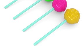 Colorful lollipop on white screen. 3d and computer rendering animation video with 4k resolution. - Powered by Shutterstock - Get 15% off with code: PIKWIZARD15