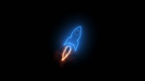 Abstract glowing neon light rocket icon animation on black background. Rocket Successful launch icon animation. animated rocket logo with glowing neon lines - Powered by Shutterstock - Get 15% off with code: PIKWIZARD15