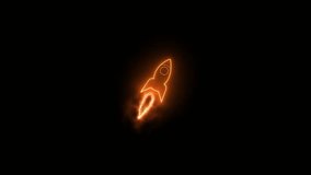 glowing rocket icon on a dark background. A rocket racing toward space through the atmosphere. Animated red neon rocket icon on black background for technology and space concept - Powered by Shutterstock - Get 15% off with code: PIKWIZARD15