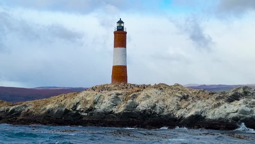The lighthouse "Les Eclaireurs". The Beagle Strait. Tierra del Fuego. Argentina.  