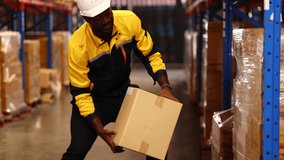 lifting up box. Hands of African American man warehouse worker lifting box working in large warehouse. Logistics Distributions. E-Commerce  - Powered by Shutterstock - Get 15% off with code: PIKWIZARD15