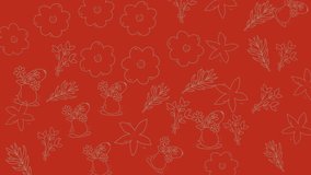 Flowers and leaves outlined on red background. Suitable for floral designs, invitations, wallpaper, and artistic projects. - Powered by Shutterstock - Get 15% off with code: PIKWIZARD15
