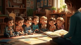 3D Animation of a Teacher Reading Storybook to Happy Kindergarten Children During Storytime
 - Powered by Shutterstock - Get 15% off with code: PIKWIZARD15