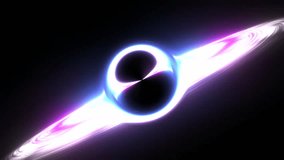Stylized Black Hole with Gravitational Lensing Effect - Seamless Loop of a Glowing Accretion Disk with a Luminous Purple and Blue Nebula - Powered by Shutterstock - Get 15% off with code: PIKWIZARD15