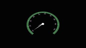 Digital speedometer animation green gauge meter hud interface black background 4k. Green gauge meter animation speedometer progress digital interface 4k motion graphics. - Powered by Shutterstock - Get 15% off with code: PIKWIZARD15