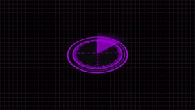 Purple radar scope animation glowing neon hud interface sci fi target scan circle motion graphics loop. Animated purple radar scope futuristic hud sci fi targeting system. - Powered by Shutterstock - Get 15% off with code: PIKWIZARD15