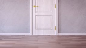 Express delivery concept. Opening empty cardboard box in front of open door.. 3d animation - Powered by Shutterstock - Get 15% off with code: PIKWIZARD15