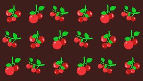 Seamless pattern of stylized red cherries or berries on tile background animation. Repeat wallpaper with dark botanical fruit and foliage icons. Food and harvest backdrop decoration element concept. - Powered by Shutterstock - Get 15% off with code: PIKWIZARD15