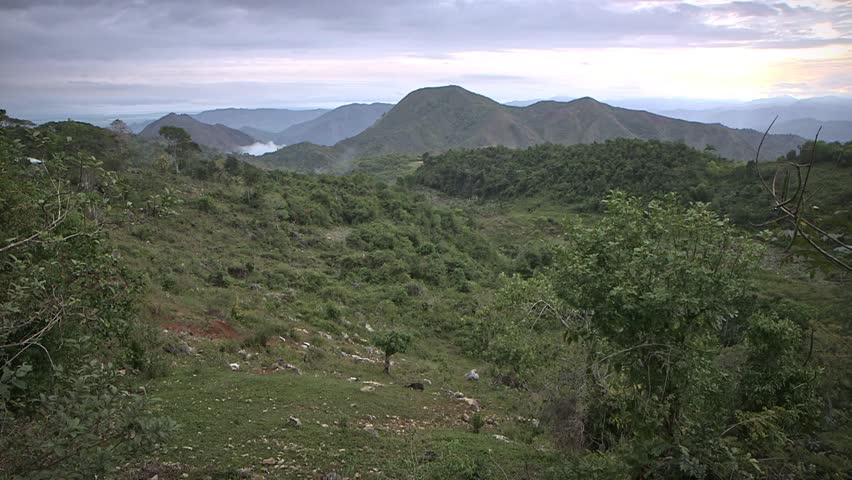 Citadelle Henri ou Citadelle Laferrière, Haiti - February 14 2019 - Panorama of the landscape in the early morning, immersed in the mist
