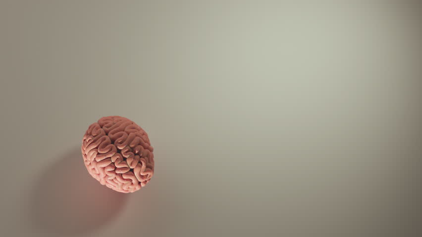 Animated 3D concept of memory loss with a dissolving brain and floating English words — top-left view, symbolic visualization of fading thoughts, dementia, and the gradual loss of memories.