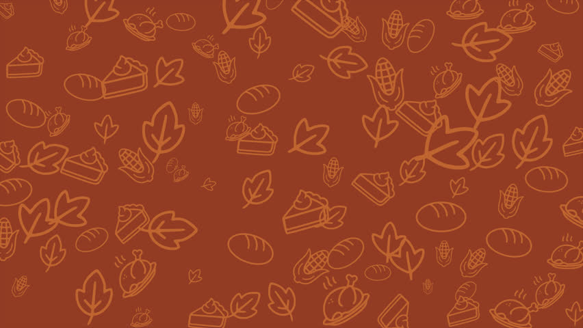 Dark brown Thanksgiving pattern background featuring food outlines. Suitable for Thanksgiving promotions, backgrounds, and themed digital design