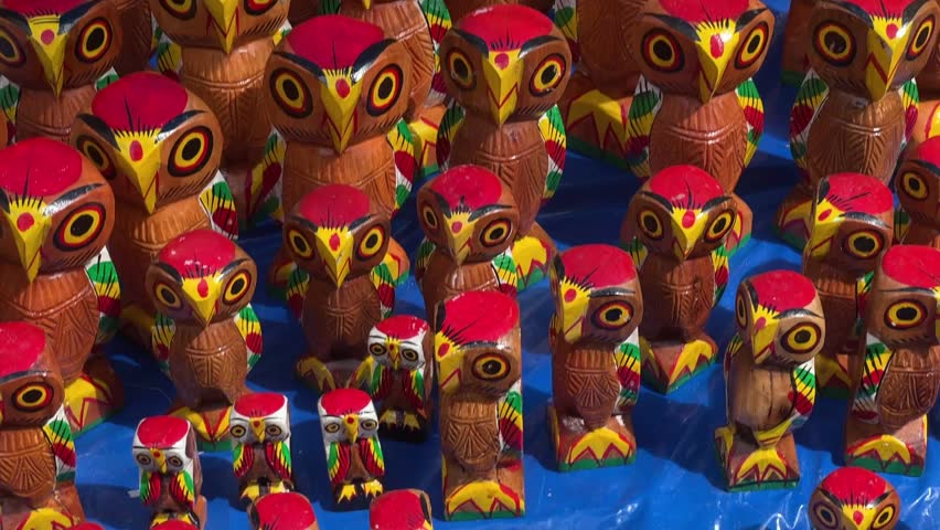 Wooden owl made by tribal artisans from Shantiniketan