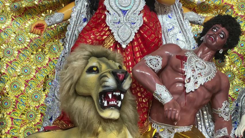 Durga maa idol a puja pandal in Kolkata, India