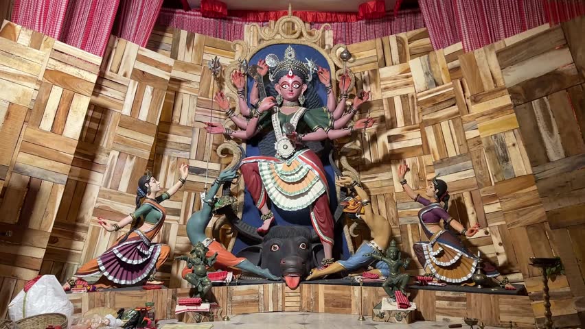 Tribal art theme Durga Maa idol in Kolkata