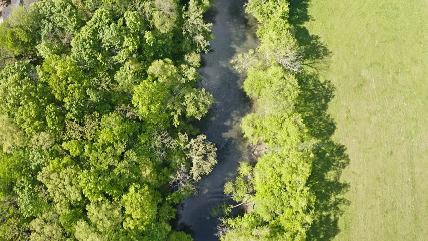 Top-down aerial view of Big Elkhorn Creek in Central Kentucky