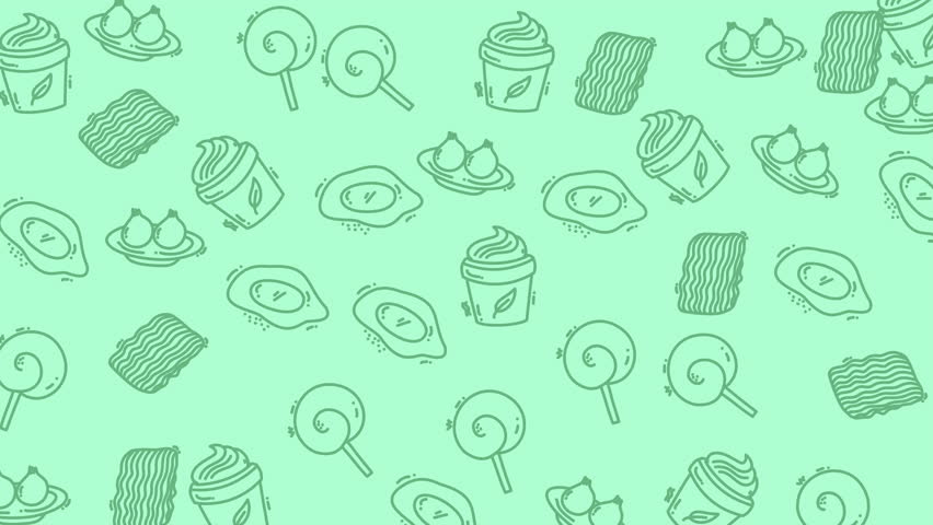 Mint background with food doodles, ideal for food blog posts, recipe cards, kids menus, and social media graphics. Joyful, playful, delicious.