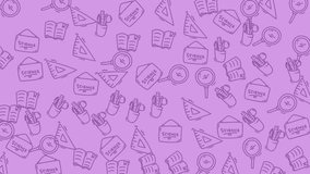 School supplies pattern on lilac suitable for educational graphics, backtoschool designs, stationery, scrapbooking, social media posts, and print materials. - Powered by Shutterstock - Get 15% off with code: PIKWIZARD15